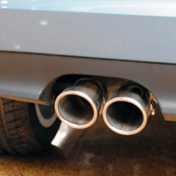 What should I do if the exhaust pipe emits white & blue smoke?